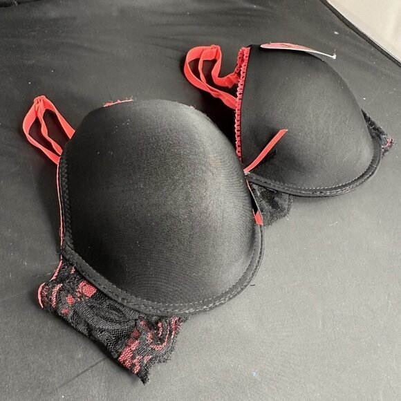 Angelina Black Pink Bra Silky Lace Detail Convertible Removable AdjustableStraps - Picture 1 of 10